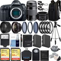 Canon EOS 5D Mark IV 30.4 MP DSLR Full Frame Camera Body with EF 50mm F1.8 STM Lens + EF 75-300mm F4-5.6 III Lens Kit Ultimate Travel Bundle