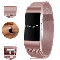 Find-MyWay Compatible with Fitbit Charge 2 Band,Charge 2 Accessories Stainless Steel Bracelet Women Men Wristbands Strap Rose Gold Silver Compatible for Charge 2 Fitness Tracker