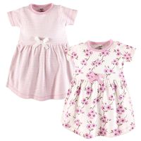 Touched by Nature Girls, Toddler, and Baby Organic Cotton Short-Sleeve Dresses, Cherry Blossom, 12-18 Months