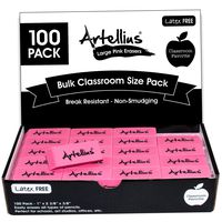 Pink Erasers Pack of 100 - Large Size, Latex & Smudge Free - Bulk School Supplies for Classrooms, Teachers, Homeschool, Office, Art Class, and More!