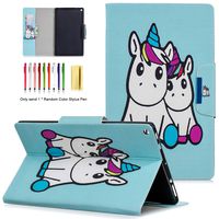 LittleMax Fire HD 10 Case, Synthetic Leather Case Flip Folio Auto Wake/Sleep Cover for Amazon Kindle Fire HD 10 10.1 Inch 2017 Release -3 Unicorn