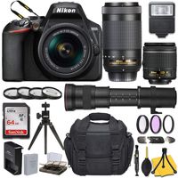 Nikon D3500 DSLR Camera with AF-P DX NIKKOR 18-55mm f/3.5-5.6G VR + AF-P DX NIKKOR 70-300mm f/4.5-6.3G ED + 420-800mm Telephoto Zoom Lens and Basic Travel Kit