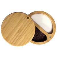 Totally Bamboo 20-8561 Box Salt Keeper Duet, Bamboo Container with Magnetic Lid for Secure Storage, Two Compartments for Salt & Spices, 1 EA