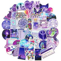 Purple Stickers for Water Bottles 50pcs Teens Cool Trendy Hydroflasks Laptop Computers Car Skateboard Luggage Decals