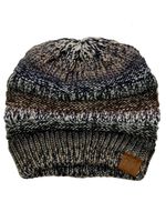 C.C Trendy Warm Chunky Soft Stretch Cable Knit Beanie Skully, Black/Gray Tribal Blend