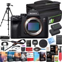Sony a7R IV 61.0MP Full-Frame Mirrorless Interchangeable Lens Camera Body ILCE-7RM4 4K Bundle with Deco Gear Travel Bag, 2X 64GB Memory Cards, Editing Software Suite and Accessories (18 Items)