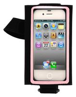 HB Tune hand/arm band for Iphone and Ipod Touch (Left (intended for right handed users) with black background and pink stripe)
