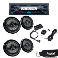 Sony DSX-M55BT Bluetooth Marine Receiver with Two Pairs of XS-MP1611B Black 6.5" Speakers and Sirius XM Tuner Bundle