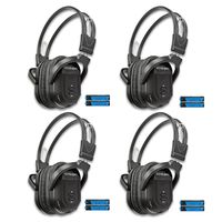 KeyAudio 2 Channel Folding IR Wireless Headphones for in Car DVD/TV Audio Video Rear Entertainment Systems Includes 3.5mm Aux Cord - 4 Pack