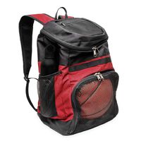 Xelfly Sports Ball Backpack with Shoe Compartment -Soccer, Basketball, Volleyball Bag with Elasticized Mesh Side and Zippered Pockets - Includes Laundry Bag for Dirty Clothes and Uniforms (Red)