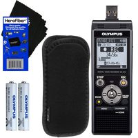 Olympus WS-853 Digital Voice Recorder (Black) with Built-in 8GB & Direct USB + Protective Case + AAA Rechargeable Batteries + HeroFiber Ultra Gentle Cleaning Cloth
