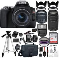 Canon EOS Rebel SL3 DSLR Camera (Black) with 18-55mm is STM USA and 75-300mm III 20pc Professional Bundle: Includes - 64GB SanDisk Highspeed Memory Card + 50" Tripod + Professional Canon Bag + More