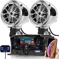 GoHawk TS3 Gen.2 Motorcycle Weatherproof Bluetooth Speakers 7/8-1 in. Handlebar Mount MP3 Music Player Sound Audio Stereo Amplifier System ATV UTV w/AUX in, USB, Micro SD, FM Radio, 2-Speaker