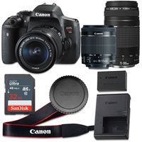 Canon EOS Rebel T6i 24.2 MP CMOS Digital SLR Camera with 3.0-Inch LCD with EF-S 18-55mm f/3.5-5.6 IS STM Lens and EF 75-300mm f/4-5.6 III Lens - Wi-Fi Enabled (Renewed)