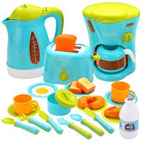 JOYIN Kids Kitchen Pretend Play Toys with Coffee Maker Machine, Kettle, Toaster, Utensils and Cutting Vegetables Cooking Set Play Kitchen Accessories for Toddlers