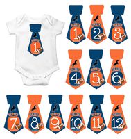 Gift Set of 12 Tie Keepsake Photography Monthly Baby Stickers with Denver Broncos Football T085