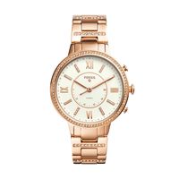 Fossil Q Women's Virginia Stainless Steel Hybrid Smartwatch, Color: Rose Gold-Tone (Model: FTW5010)