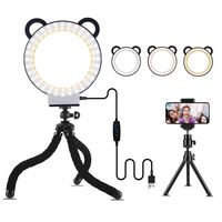 Selfie Ring Light: 6inch Led Ring Light Kit with Tripod & Phone Holder,Lusweimi Mini Tabletop Light for Live Stream/Makeup/YouTube Video, 3 Light Modes & 11 Level (Black)