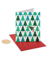 Papyrus Holiday Cards Boxed, Glitter Pine Trees with Santa (20-Count)