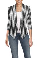 Womens Casual Work Office Open Front Blazer JK1133X 10476 Black/IVOR 1X