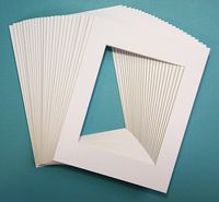 Pack of 25 sets of 11x14 WHITE Picture Mats Mattes Matting for 8x10 Photo + Backing + Bags