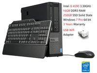 Dell Optiplex 9020 SFF Desktop Computer Intel Quad-Core i5-4590 up to 3.7GHz, 16GB RAM, 250GB SSD, USB WiFi Adapter, HDMI, Windows 7 Pro (Renewed)