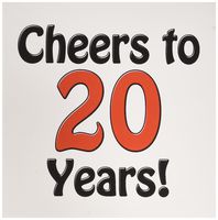 3dRose Greeting Cards, 6 x 6 Inches, Pack of 12, Cheers to 20 Years, Red (gc_193575_2)