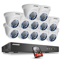 ANNKE 16-Channel 4K Surveillance DVR and (12) 1920TVL 2.0MP Outdoor Security Cameras, 100ft Night Vision, 2TB DVR Storage, Convenient Email Alert with Images, DVR supports the maximum 3MP video