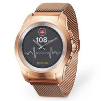 MyKronoz ZeTime Regular Elite Hybrid Smartwatch 44mm with Mechanical Hands Over a Color Touch Screen - Brushed Pink Gold/Milanese