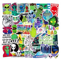 Water Bottle Alien Stickers Laptop Stickers UFO Stickers Pack 50 Pcs Decals for Water Bottle Laptops Ipad Cars Luggages
