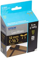 Epson LabelWorks Ribbon Tape Cartridge ~ 1/2-Inch Gold on Black (LC-4BKK5)
