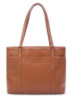 Overbrooke Classic Laptop Tote Bag, Tan - Vegan Leather Womens Shoulder Bag for Laptops up to 15.6 Inches