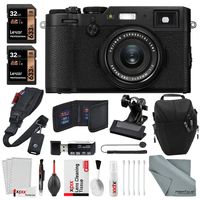 Fujifilm X100F Digital Camera (Black) + Quick Release Shoulder Strap, 2X 32GB Mempry Card, Clip Clamp + Xpix Deluxe Cleaning Accessories