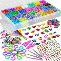 Loom Bands - HUGE Premium Rubber Band Bracelet Kit - 11000 Vibrant Rainbow Color Bands, 600 S-Clips, 200 Beads, 30 PVC Charms, 52 ABC Beads, 10 Backpack Hooks, 5 Crochet, Tassels, Hair Clips - 2Y Loom