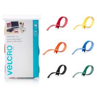 VELCRO Brand ONE-WRAP Ties | Cable Management, Wires & Cords | Self Gripping Cable Ties, Reusable | 60 Ct -  8" x 1/2" | Multi-color