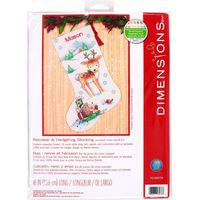 Dimensions 70-08978 Cross Stitch 'Reindeer and Hedgehog' Personalized Christmas Stocking Kit, White 14 Count Aida, 16''