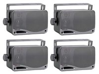 4) PYLE PLMR24S 3.5" 400 Watt Marine Audio Water Proof Mini-Box Speaker System