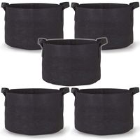 247Garden 5-Pack 40 Gallon Grow Bags/Aeration Fabric Pots w/Handles (Black)