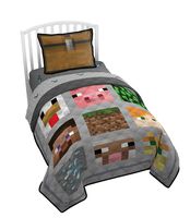 Jay Franco Minecraft Full/Queen Quilt & Sham Set - Featuring Creeper, Steve, Alex (Official Minecraft Product)