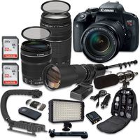 Canon EOS Rebel T7i DSLR Camera Bundle with Canon EF-S 18-135mm f/3.5-5.6 is STM Lens + Canon EF 75-300mm f/4-5.6 III Lens + 500mm f/8 Preset Lens + Accessory Kit