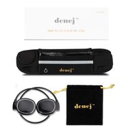 Denej Running Bag Fanny Pack with Mini On Ear Bluetooth Headphones Gift Set- Swipe Pad Over Ear Sports Wireless Headset and Waist Pack - Bluetooth Headphone Set with Pouch to Hold Mobile Phone.Gold