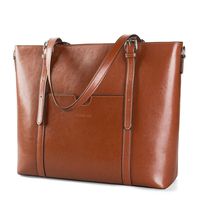 Women 15.6" Laptop Genuine Leather Shoulder Bag Work Handbag Satchel Carry-on Tote Bag in Trolley Handle by Enmain