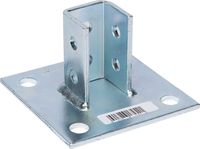 Morris Products Post Base Channel 4 Hole Square - For 1-5/8" Strut - Side Orientation, Galvanized Steel - 6" x 6" Base - Secures Strut Assembly to Floors, Surfaces