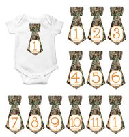 Gift Set of 12 Tie Keepsake Photography Monthly Baby Stickers with Tree Camo Camouflage T008