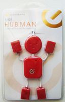 Hub Man 4-Port 2.0 USB Port Expander - Red
