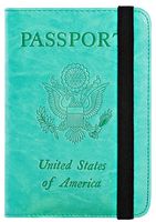 Passport Holder Cover Wallet RFID Blocking Leather Card Case Travel Document Organizer (Green)