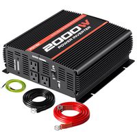 POTEK 2000W Power Inverter Three AC Outlets 12V DC to 110V AC Car Inverter with USB Port