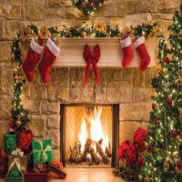 10x10ft Christmas Photo Backdrops Children Christmas Trees Fireplace Decoration Photography Backgrounds Pictorial Cloth Backdrop Photo Booth Studio Props SDJ-212