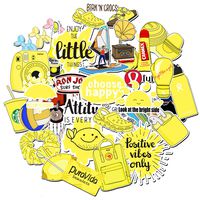 Vsco Stickers for Hydro Flask, Cute Positive Trendy Aesthetic Vinyl Sticker for Winter Vsco Teen Girls Stuff, Yellow Scrunchies Waterproof Decal Decoration for Laptop Water Bottle Phone Case, 100 Pack