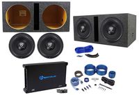2 Rockville W12K6D2 V2 12" 4800w Subwoofers+Vented Box+Mono Amplifier+Amp Kit